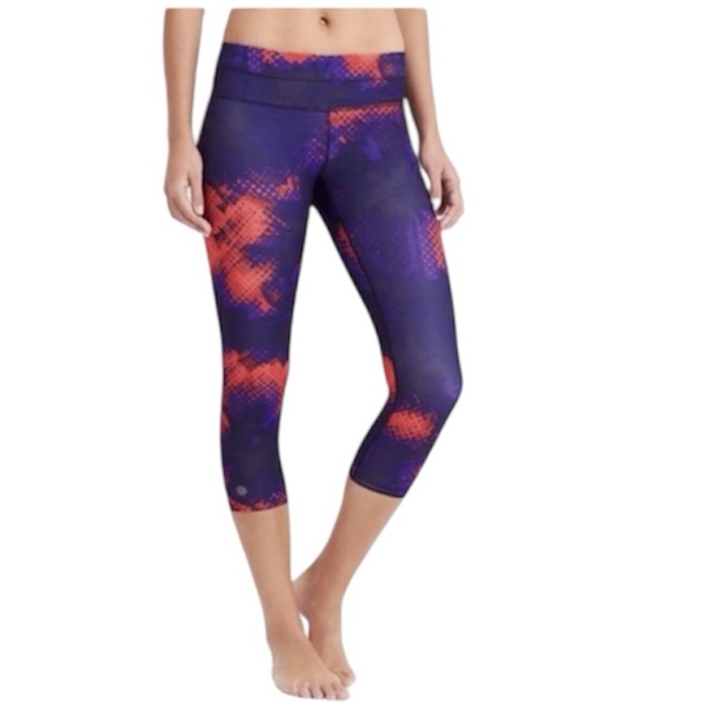 Athleta Electro Sonar Vibrant Cobalt Capri Leggings M EUC